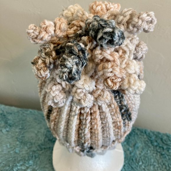 Adorable Adult Woman's Beanie with Fringe! Color: Sand Dunes - Picture 2 of 3